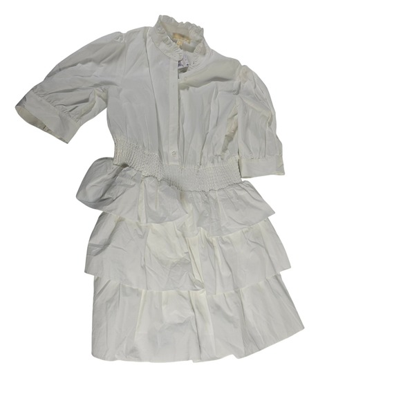 Michael Kors Dresses & Skirts - Michael‎ Kors White Cotton Ruffled Tiered Dress Shirt Dress XL MSRP $175